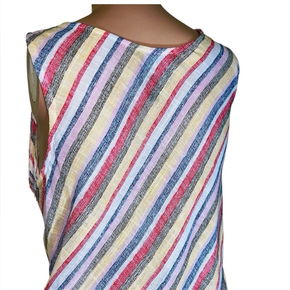 COCO BIANCO STRIPED TOP WOMENS TIED TO THE SIDE SLEEVELESS COLOR YELLOW SIZE M - Picture 5 of 13